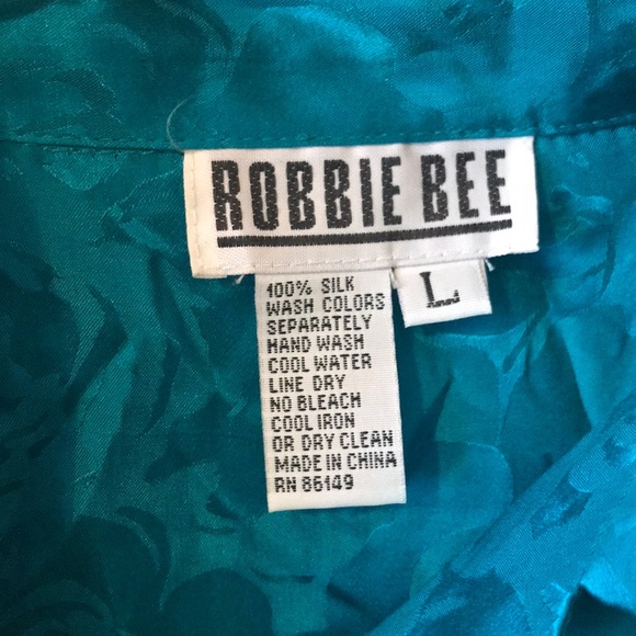 VTG Robbie Bee Silk blouse NWT Floral Size Large NWT Peacock - Picture 7 of 14